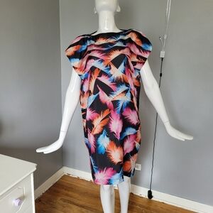 McQ by Alexander Mcqueen Feather Print Dress with Zipper Detail, VGUC, Size 8